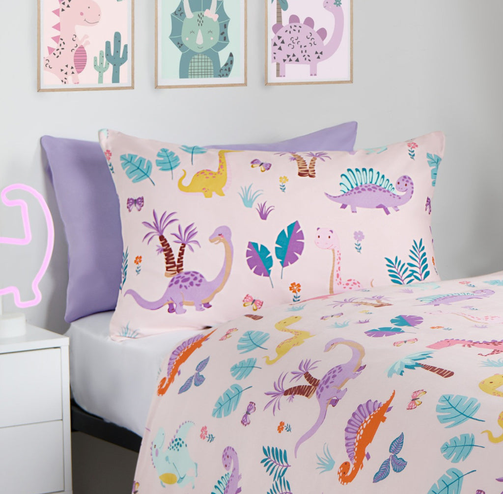 Kids Dinosaur Print Reversible Duvet Cover Set - Single 🇬🇧