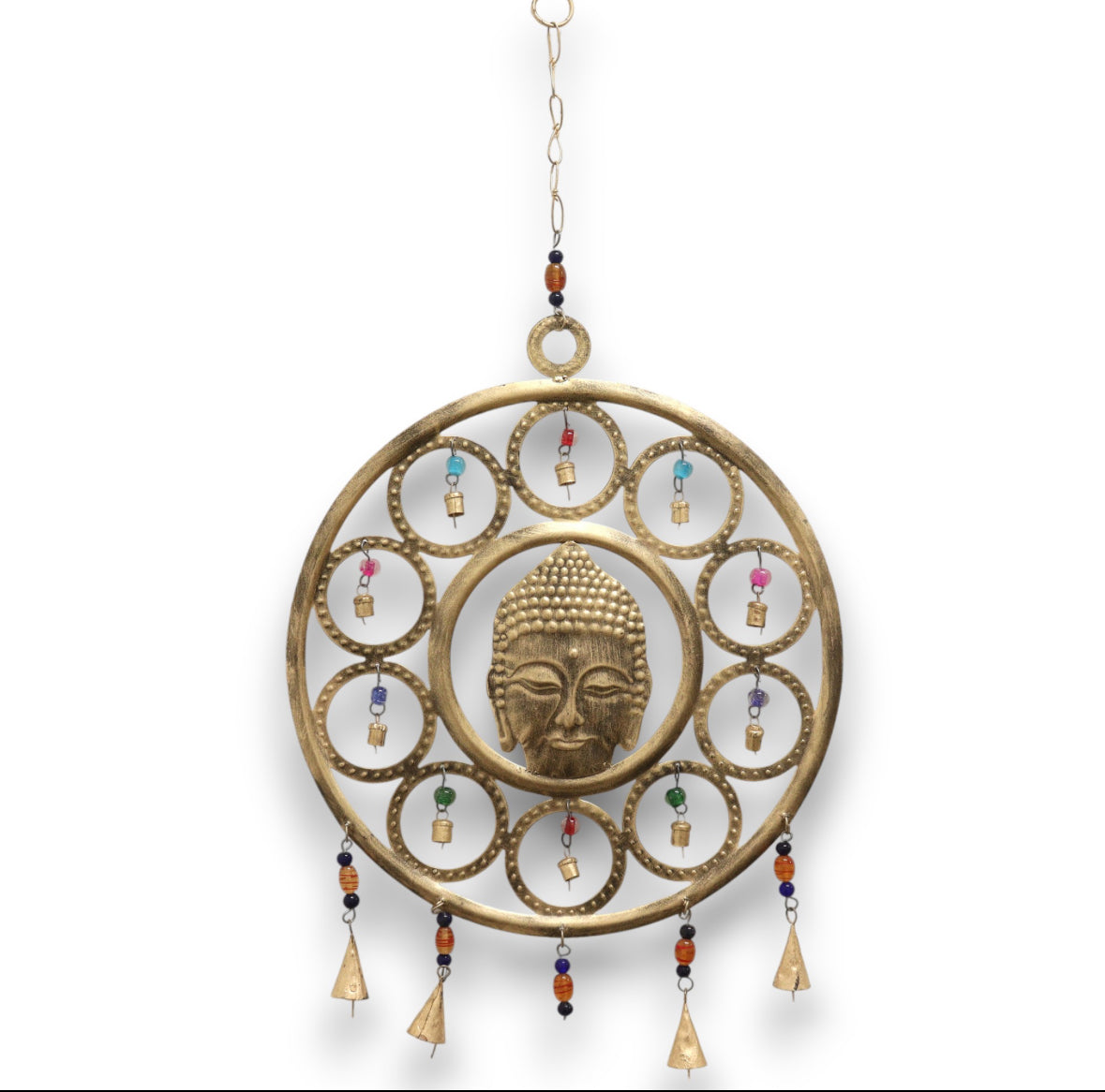 Indian Chimes - Lrg Buddha Face 15 Bell Chimes 🇬🇧