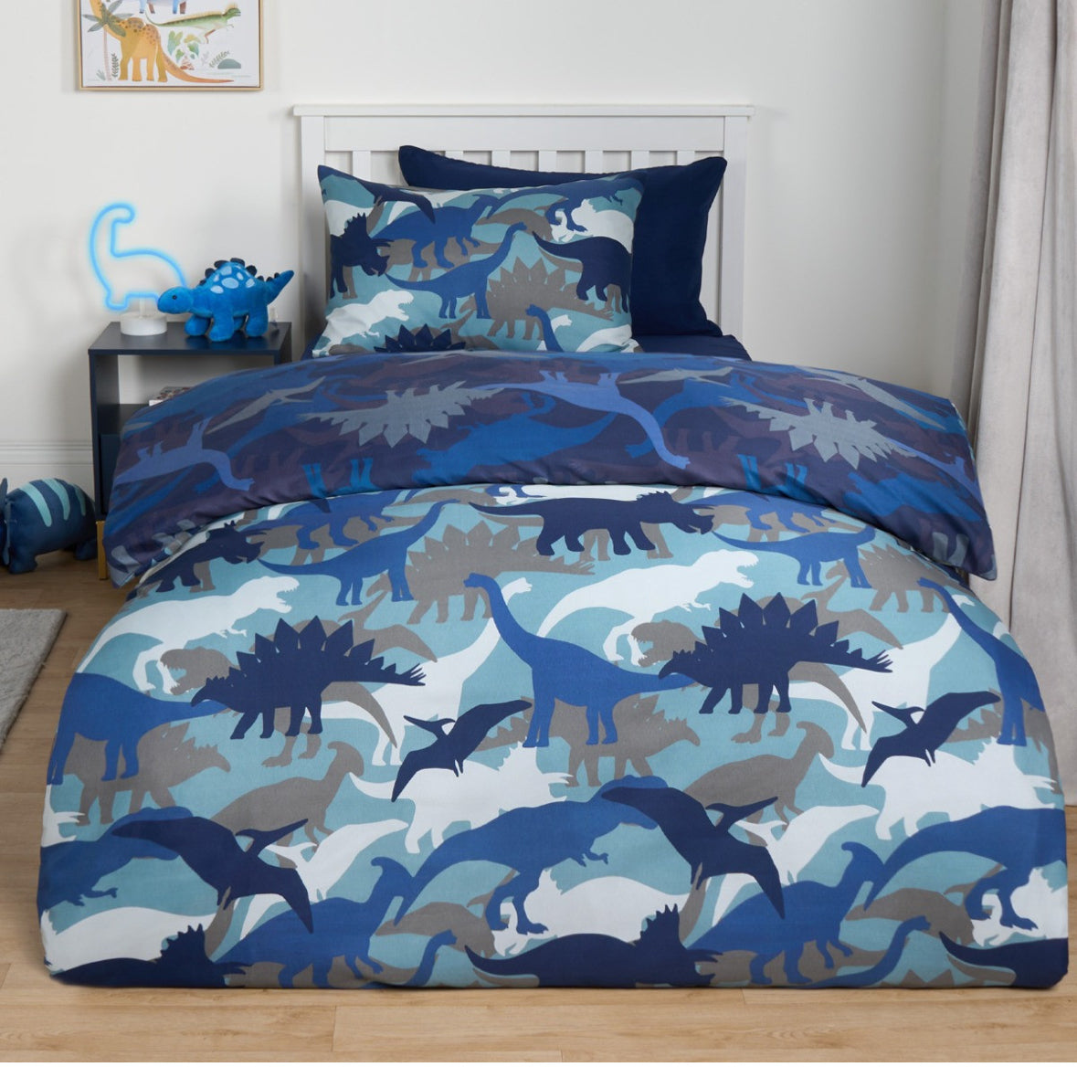 Camo Dino Reversible Duvet Cover Set - Navy single 🇬🇧