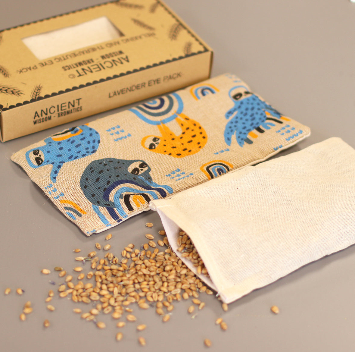 Lavender Natural Cotton and Juco Eye Pillow in Gift Box - Lazy Sloth 🇬🇧