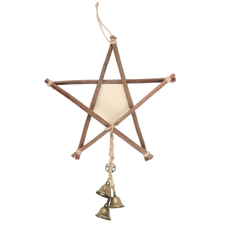 Green Witch Hanging Willow Pentagram with Bells 🇬🇧