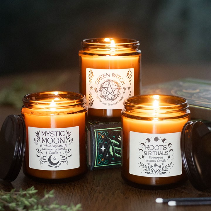 Roots & Rituals Evergreen Amber Glass Candle 🇬🇧
