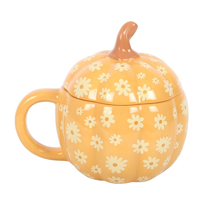 Groovy Floral Pumpkin Lidded Mug 🇬🇧