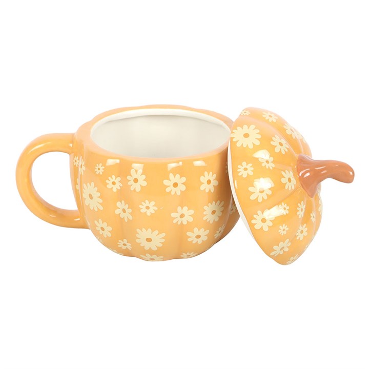 Groovy Floral Pumpkin Lidded Mug 🇬🇧