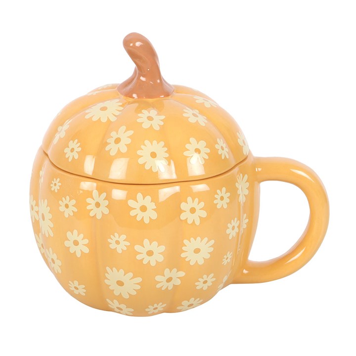 Groovy Floral Pumpkin Lidded Mug 🇬🇧