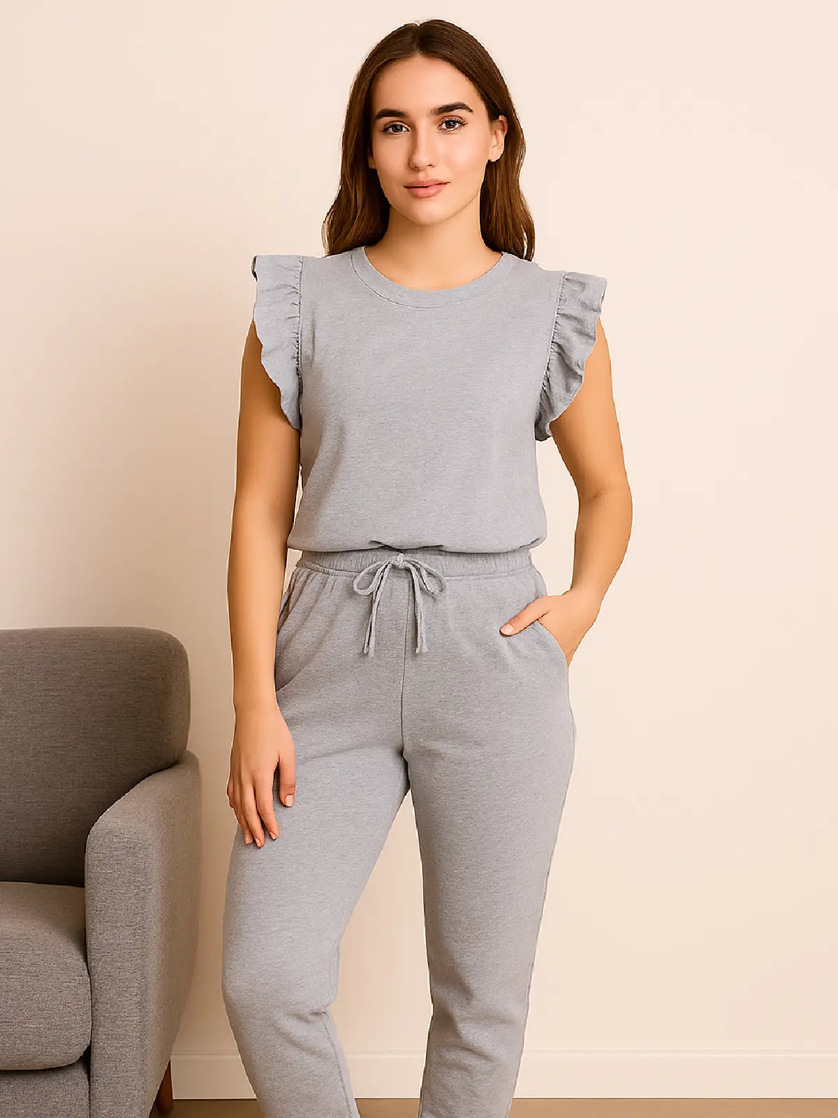 Ladies Frill Boxy Loungewear Set 🇬🇧