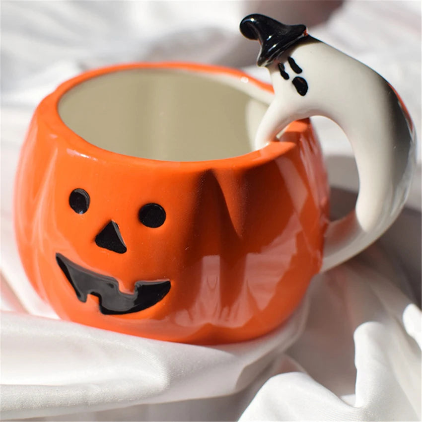 Halloween Ceramic Pumpkin Coffee Cup with handle 🇨🇳