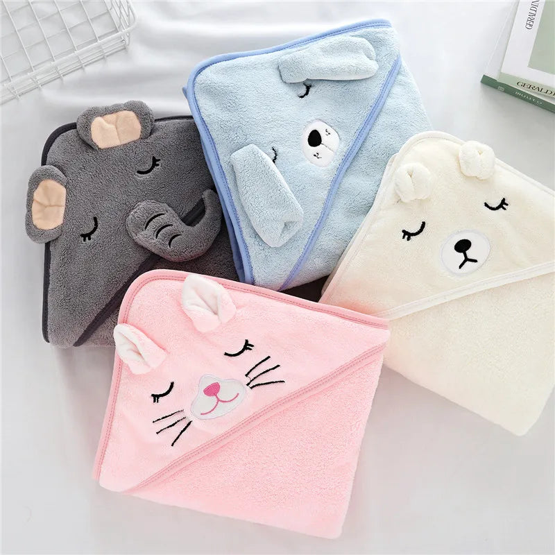 Baby Hooded Towels Bathrobe Super Soft Bath Towel Blanket Warm Sleeping Swaddle Wrap 🇨🇳