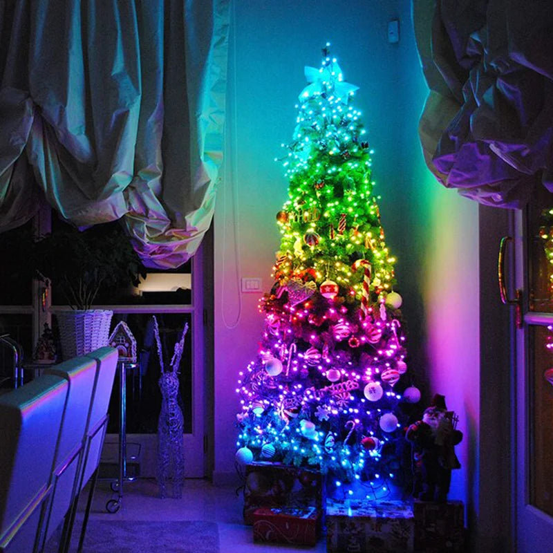 LED String Lights For Christmas Tree Decor 20m 200LED App Remote Control RGB Lighting String 🇨🇳