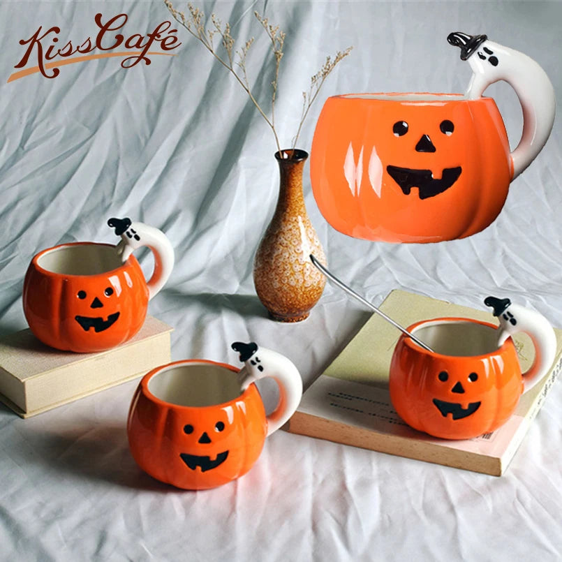 Halloween Ceramic Pumpkin Coffee Cup with handle 🇨🇳