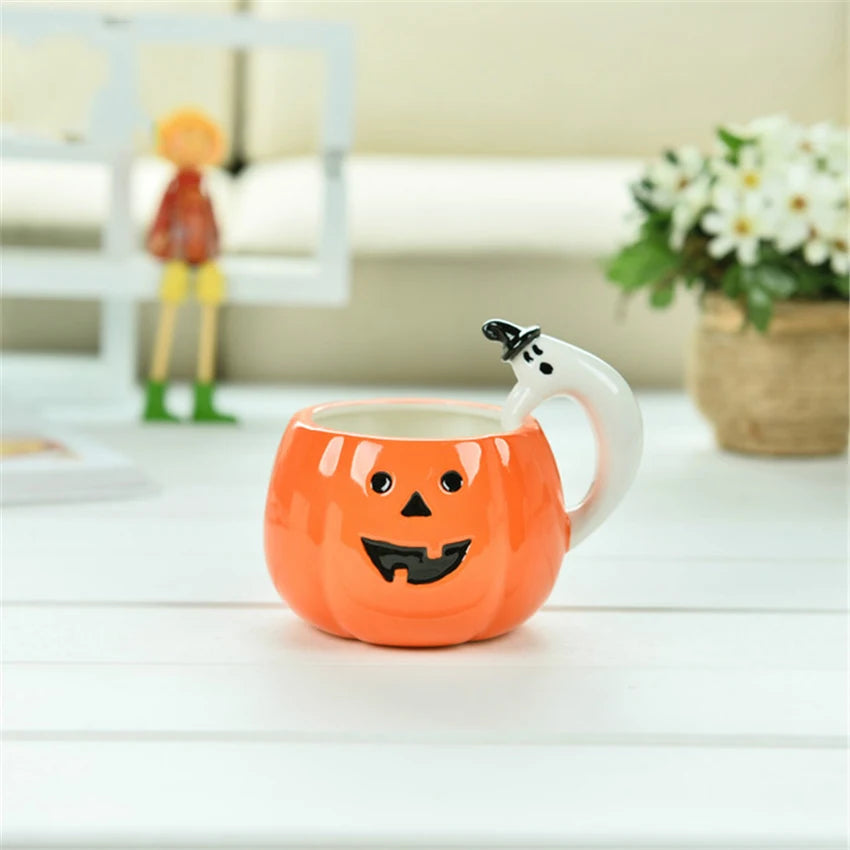 Halloween Ceramic Pumpkin Coffee Cup with handle 🇨🇳