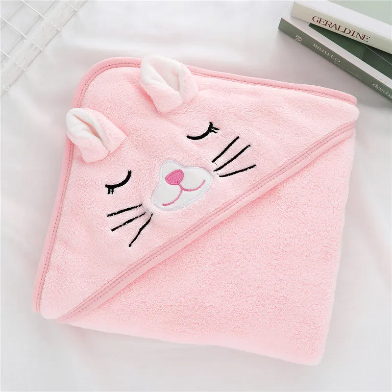 Baby Hooded Towels Bathrobe Super Soft Bath Towel Blanket Warm Sleeping Swaddle Wrap 🇨🇳