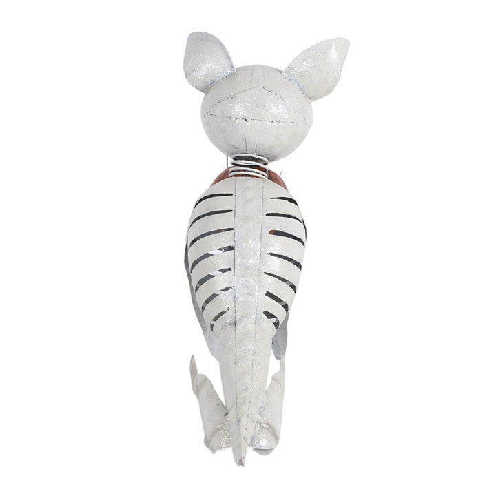 Metal Skeleton Dog Ornament with Pumpkin 🇬🇧
