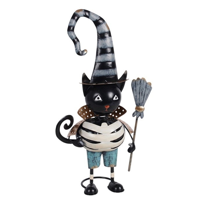 Metal Black Cat Ornament with Witch Hat 🇬🇧
