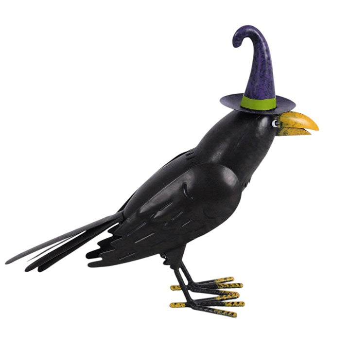Metal Raven Ornament with Witch Hat 🇬🇧