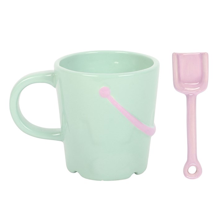 Pastel Bucket Mug with Spade Spoon 🇬🇧