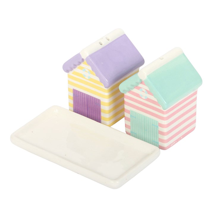 Pastel Beach Hut Salt and Pepper Shakers 🇬🇧