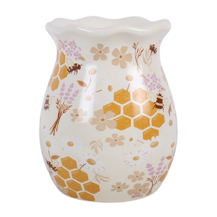 Honey Bee Print Fluted Oil Burner and Wax Warmer 🇬🇧