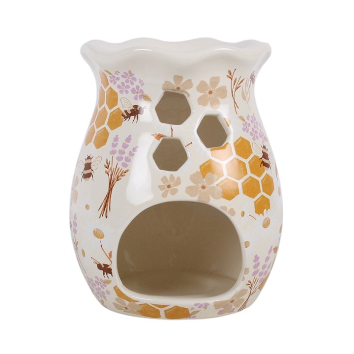Honey Bee Print Fluted Oil Burner and Wax Warmer 🇬🇧