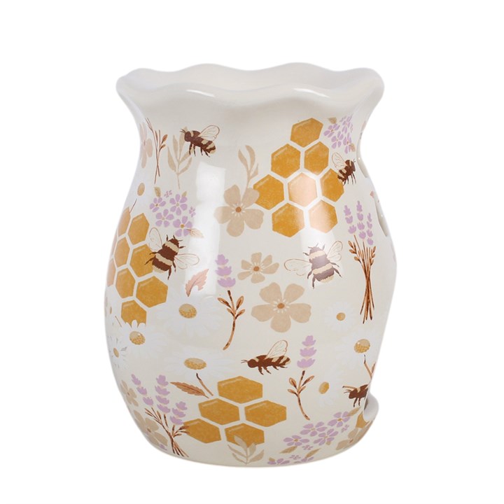 Honey Bee Print Fluted Oil Burner and Wax Warmer 🇬🇧