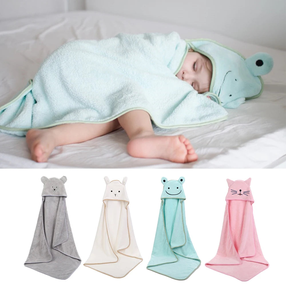 Baby Poncho Bath Towel  Toalla Velvet 90*90cm Fleece Hood 🇨🇳