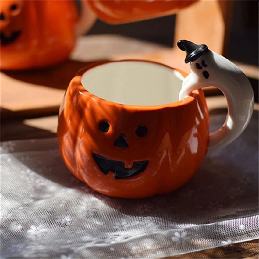 Halloween Ceramic Pumpkin Coffee Cup with handle 🇨🇳