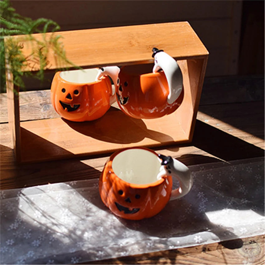 Halloween Ceramic Pumpkin Coffee Cup with handle 🇨🇳