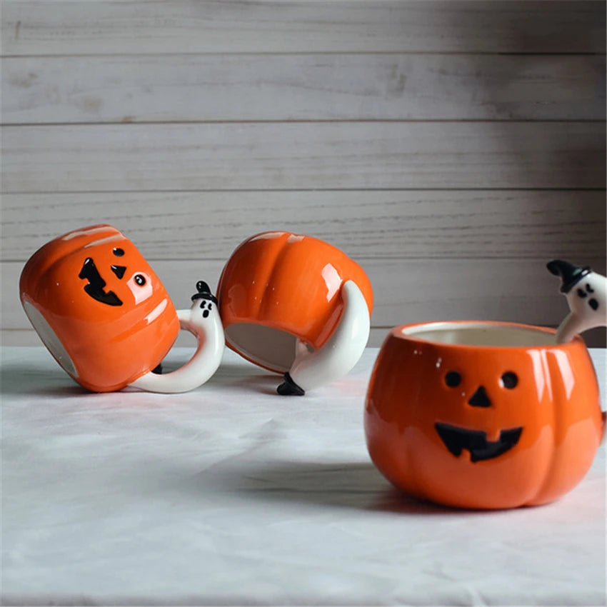 Halloween Ceramic Pumpkin Coffee Cup with handle 🇨🇳