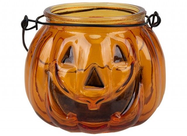 Glass Pumpkin Tealight Holder 🇬🇧