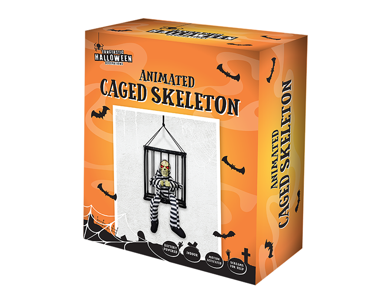 Caged Skeleton Animated Prisoner Decoration 🇬🇧