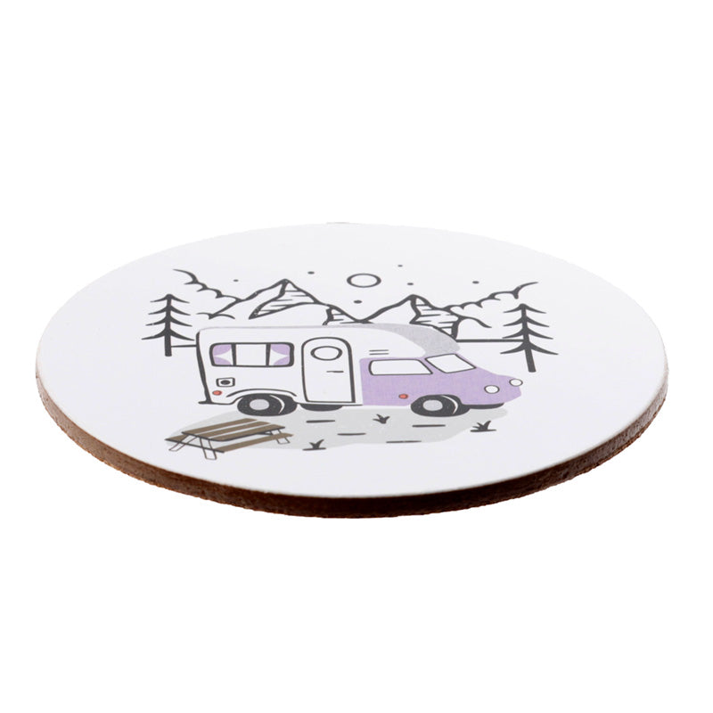 Set of 4 Cork Novelty Coasters - Wildwood Caravan 🇬🇧