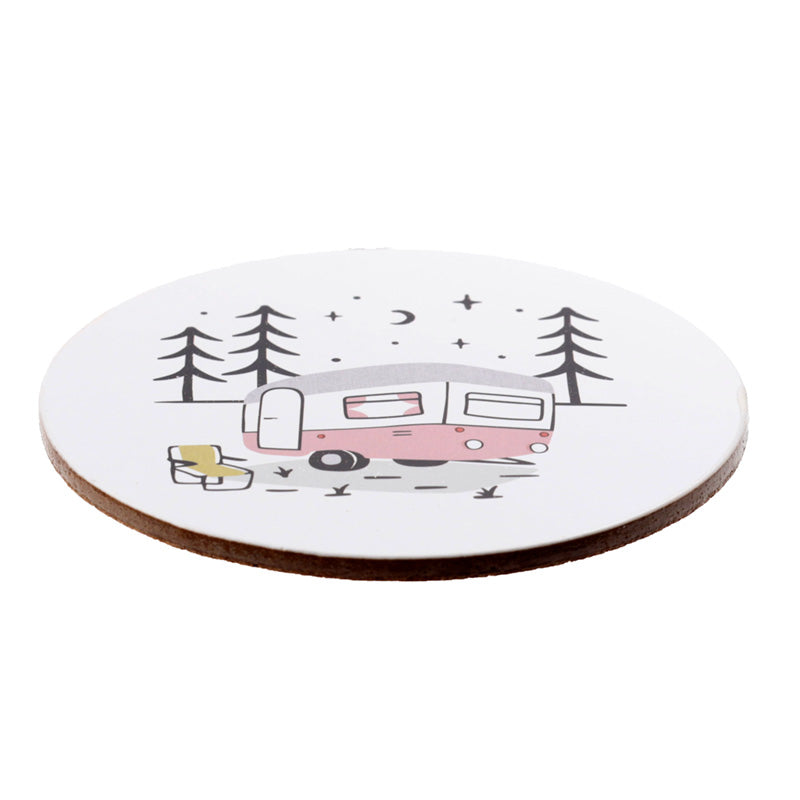 Set of 4 Cork Novelty Coasters - Wildwood Caravan 🇬🇧