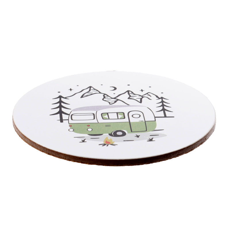 Set of 4 Cork Novelty Coasters - Wildwood Caravan 🇬🇧