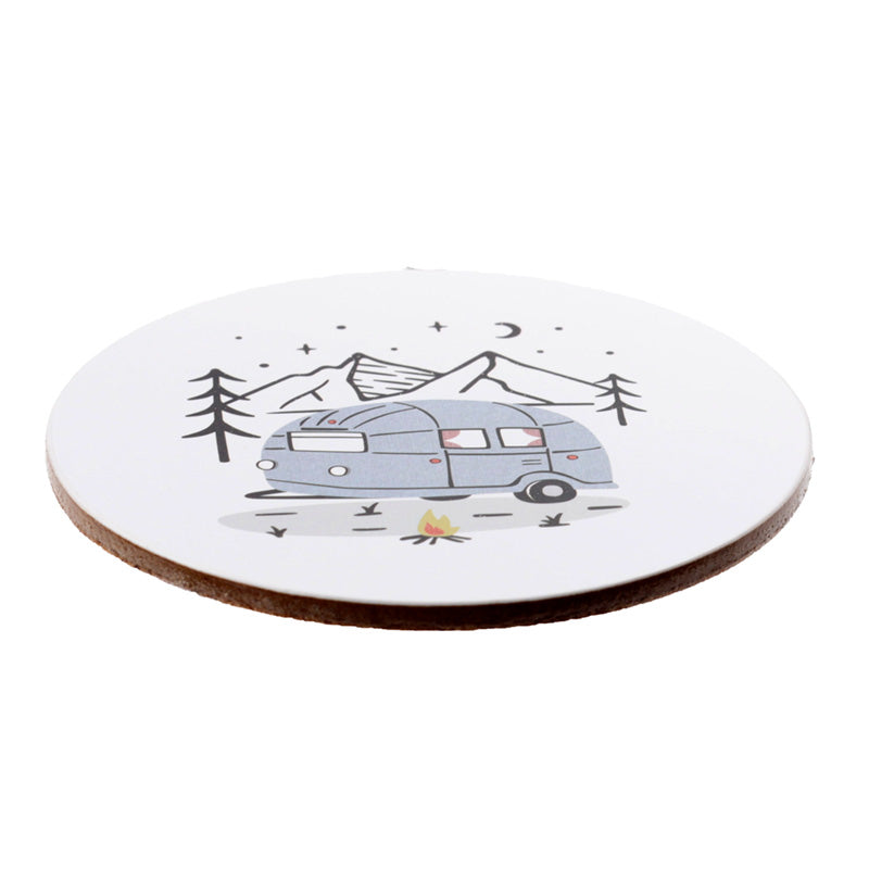 Set of 4 Cork Novelty Coasters - Wildwood Caravan 🇬🇧