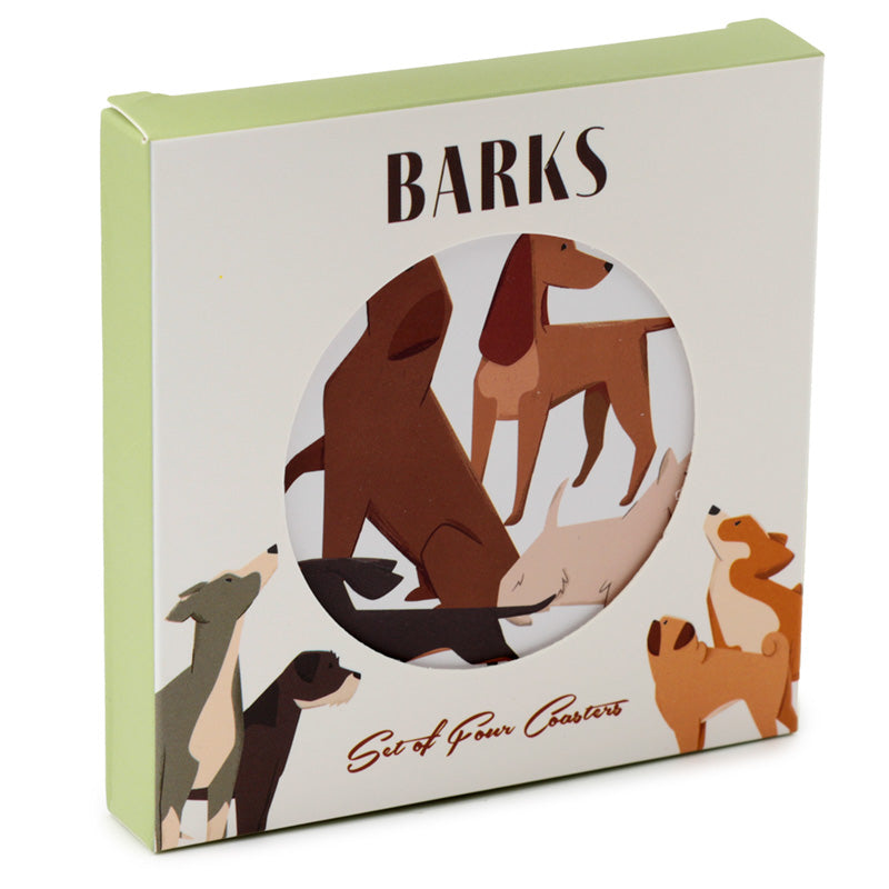 Set of 4 Cork Novelty Coasters - Barks Dog 🇬🇧