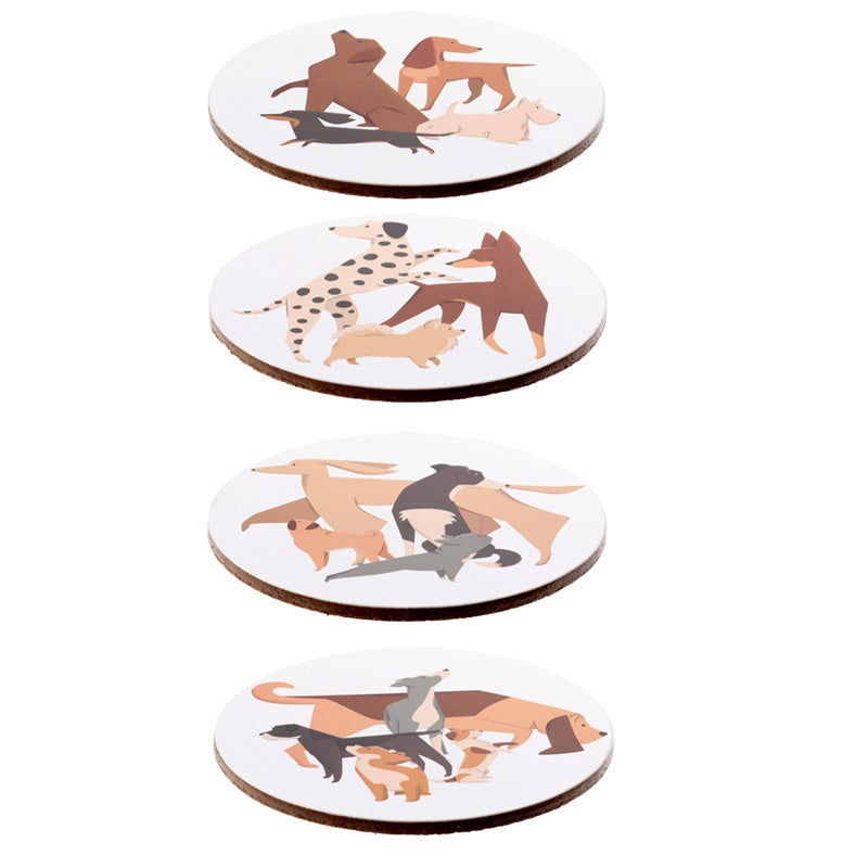 Set of 4 Cork Novelty Coasters - Barks Dog 🇬🇧