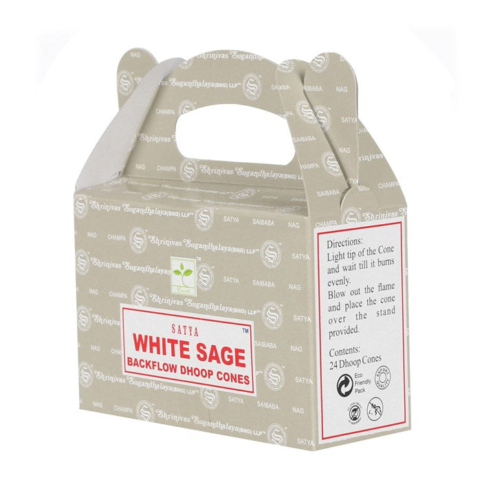 Set of 6 White Sage Backflow Dhoop Cones by Satya 🇬🇧