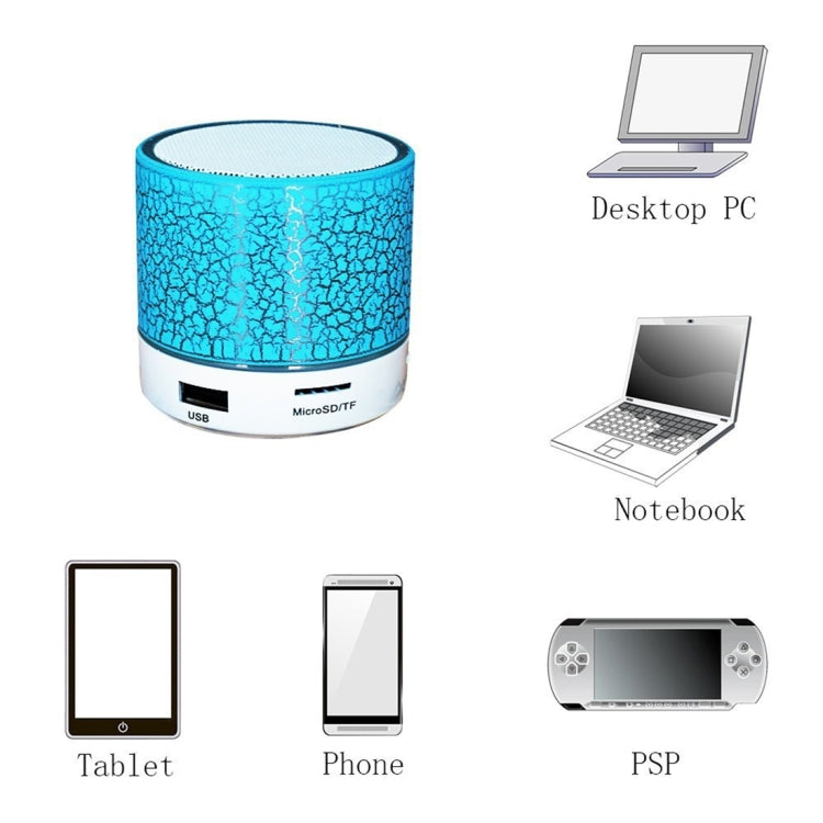 A9 Mini Portable Glare Crack Bluetooth Stereo Speaker with LED Light, Built-in MIC, Support Hands-free Calls & TF Card 🇨🇳