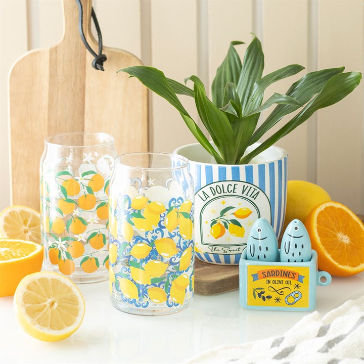 Lemon Print Can Glass 🇬🇧