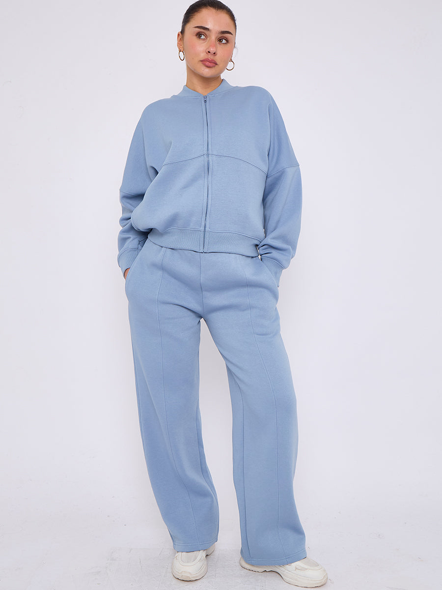 Oversized Bomber Style Fleece Zipper Co-ord 🇬🇧