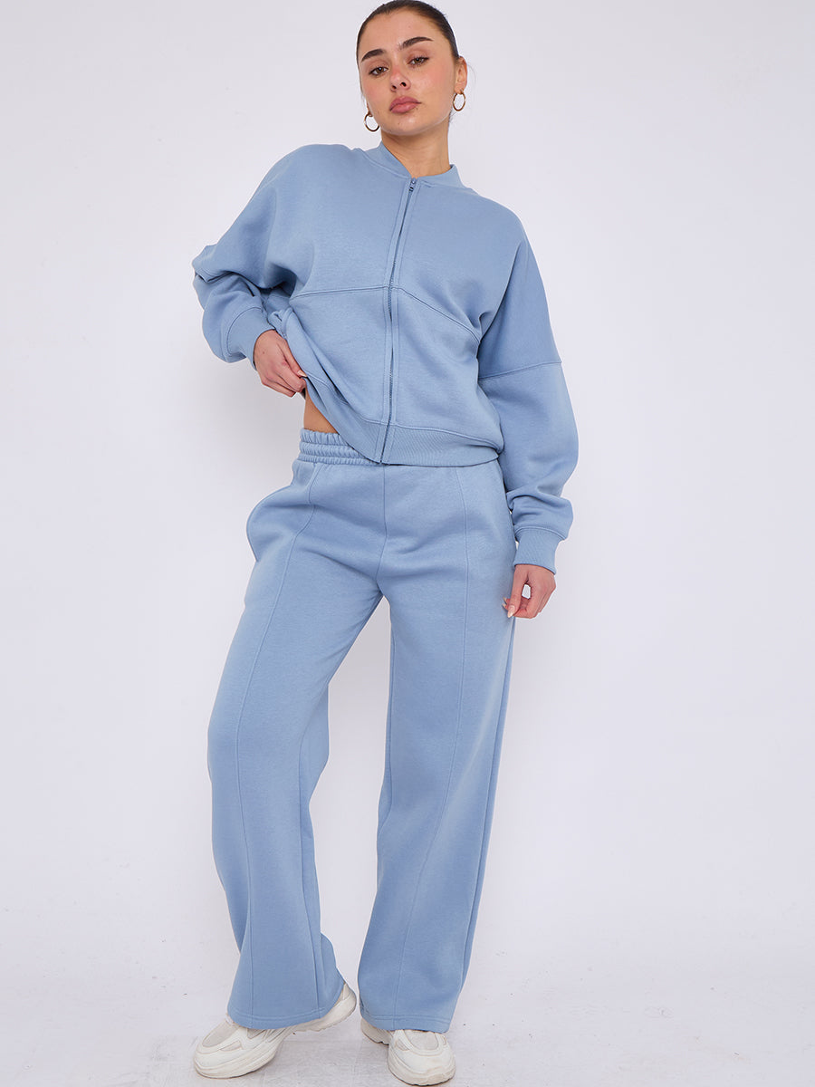 Oversized Bomber Style Fleece Zipper Co-ord 🇬🇧
