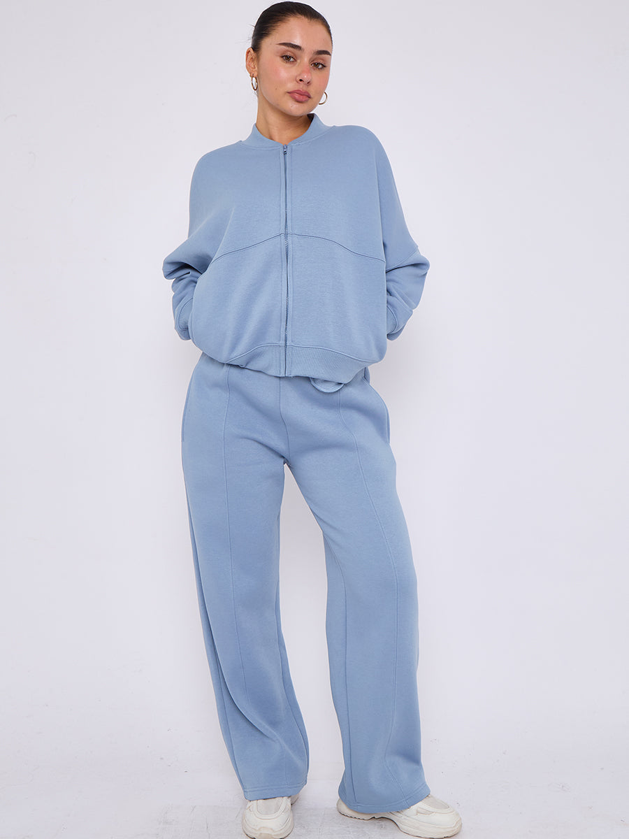 Oversized Bomber Style Fleece Zipper Co-ord 🇬🇧