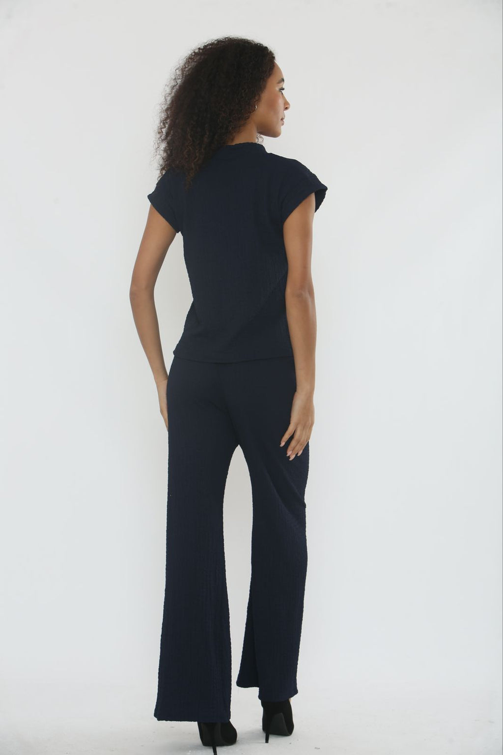 V-Neck Cheesecloth Gold Button Top & Wide Leg Trouser Co-Ord Suit 🇬🇧