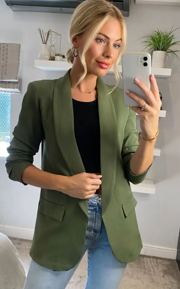 Ruched Sleeve Blazer 🇬🇧