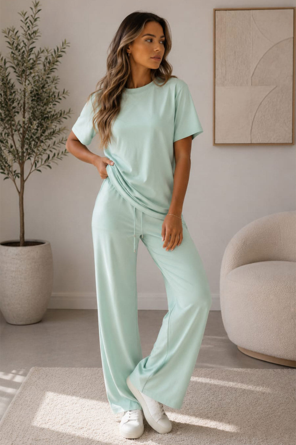 Side Cinched Flared Trouser Set 🇬🇧