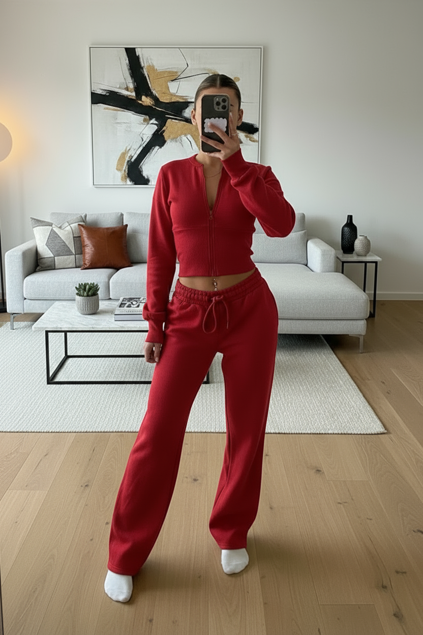 Wide Leg Zip Crop Tracksuit 🇬🇧
