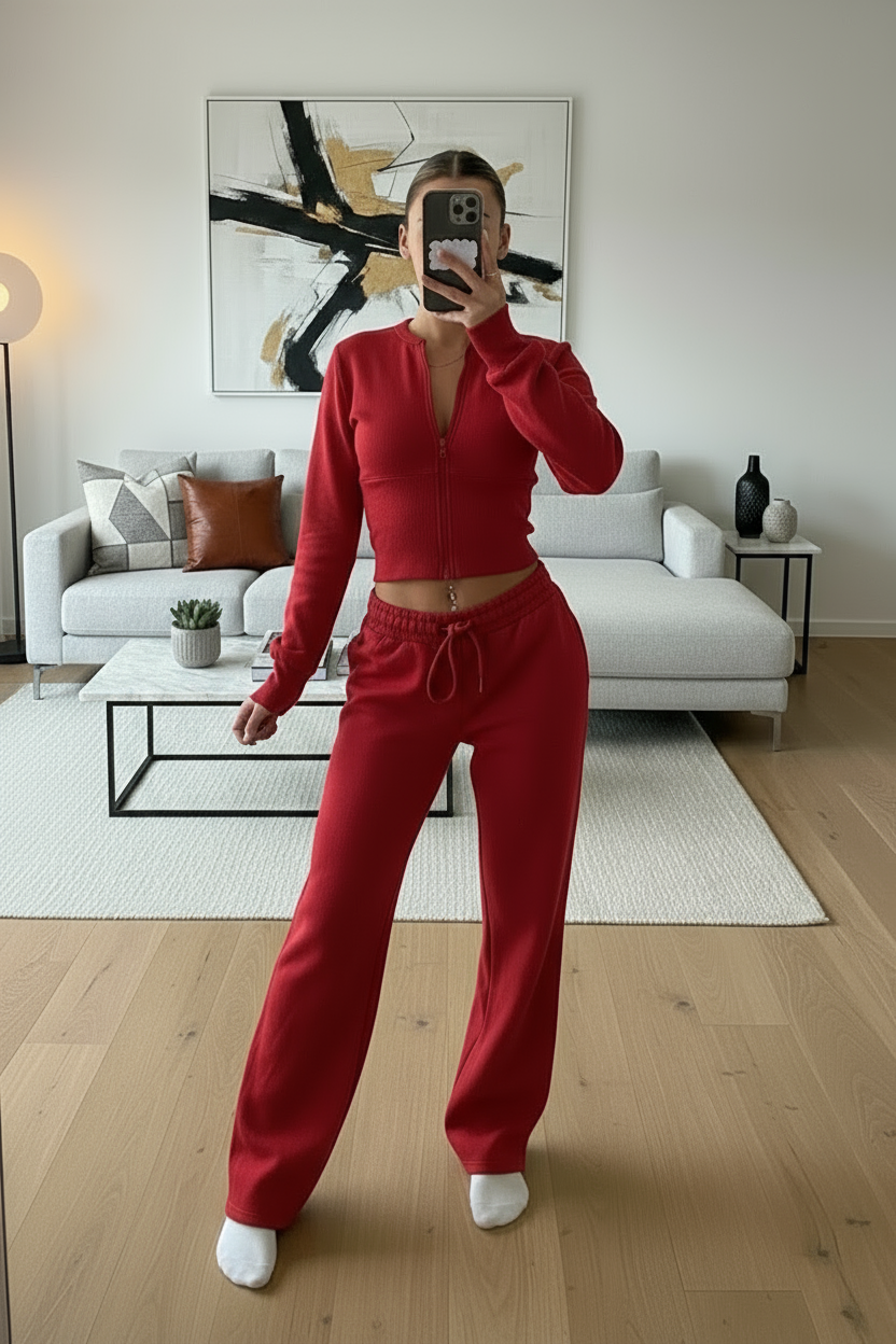 Wide Leg Zip Crop Tracksuit 🇬🇧