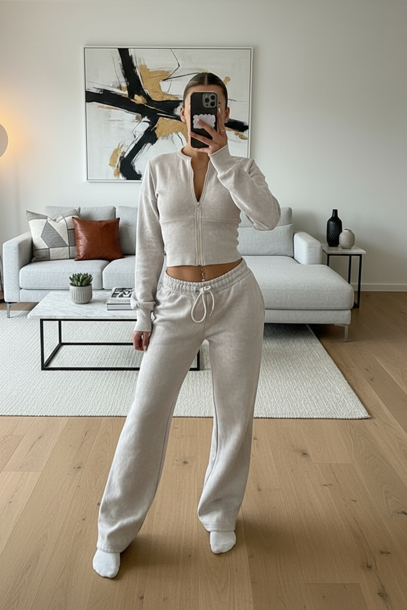 Wide Leg Zip Crop Tracksuit 🇬🇧