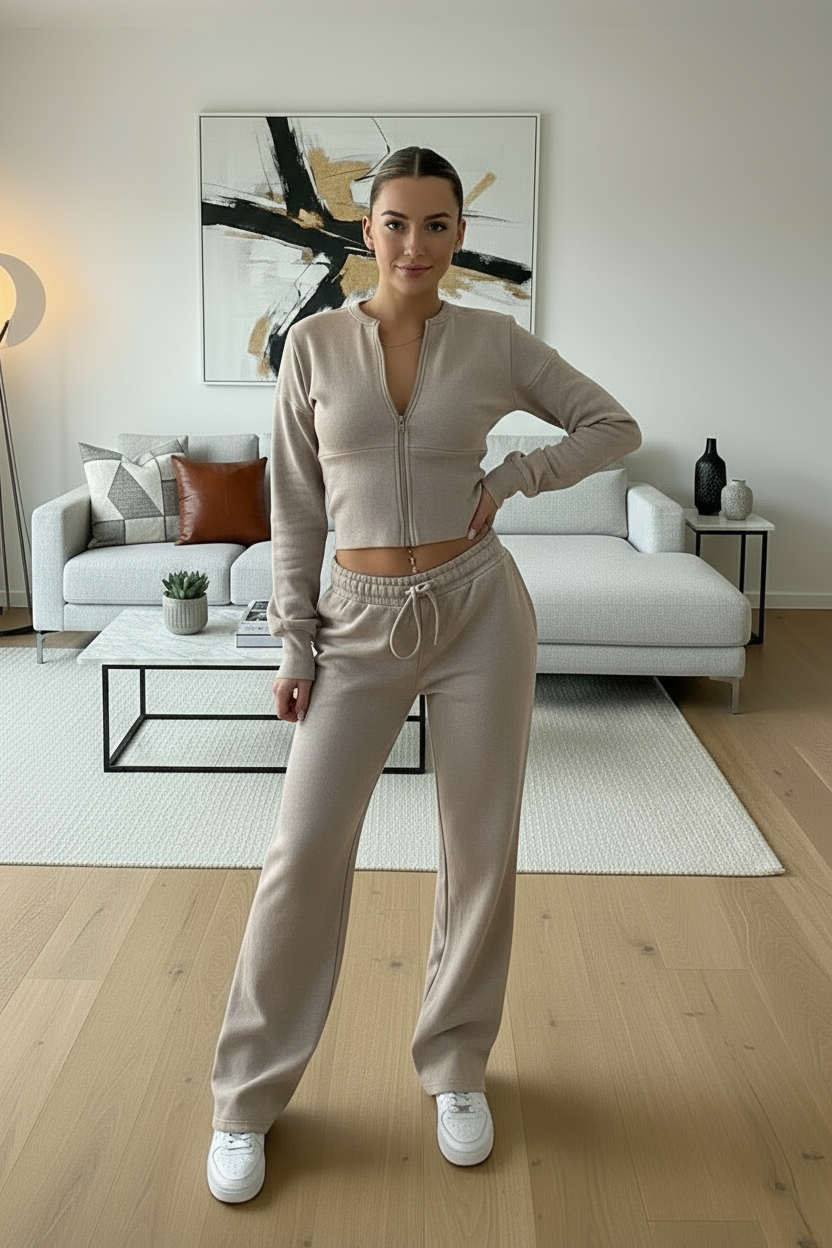 Wide Leg Zip Crop Tracksuit 🇬🇧
