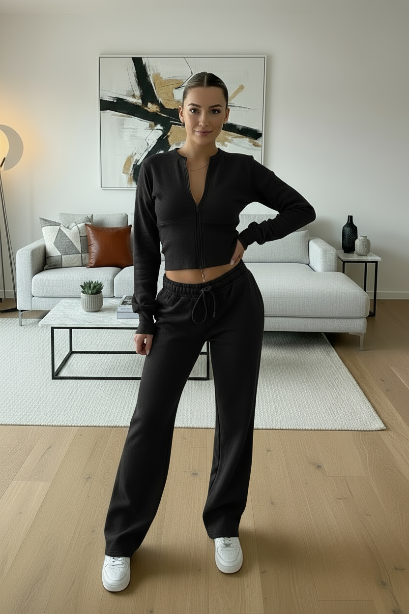 Wide Leg Zip Crop Tracksuit 🇬🇧